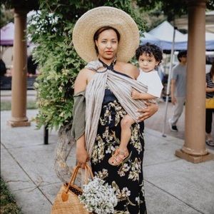 Black and yellow floral maxi fall dress